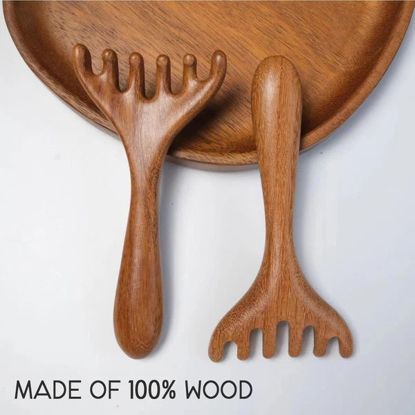 2 Pack Portable Wooden Head Massager Scalp Scratcher for Relaxation Stress