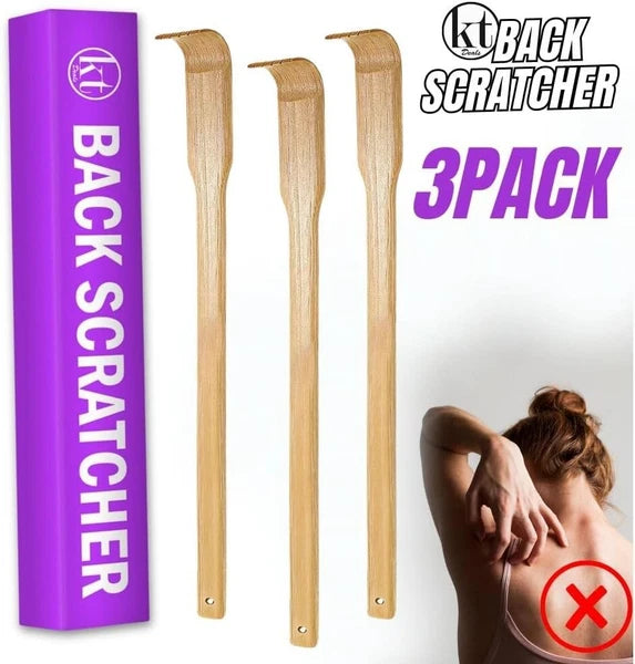 3pcs Wooden Back Scratcher Long Handle for Hard to Reach Self Pick Itch Relief