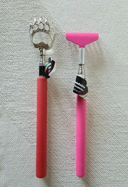 2pc 8.5" BEAR CLAW & Pink Back Scratcher Telescopic Scratcher Extends 22" to 27"