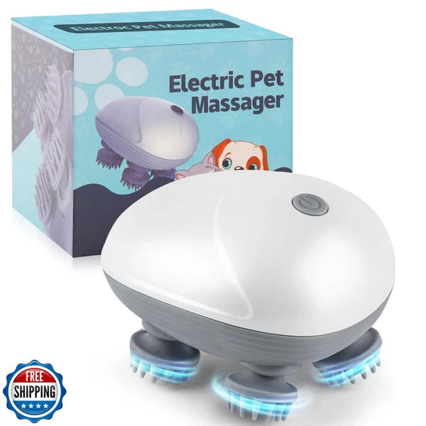 Electric Pet Massager for Dogs and Cats, Cordless Handheld Tool with 4 Massag