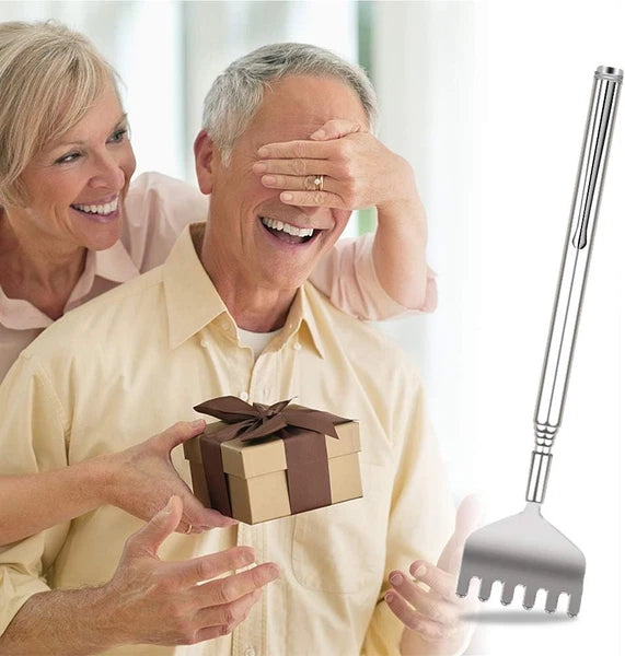 Extendable Back Scratcher for Men 3 Pack Portable Telescopic Metal Silver