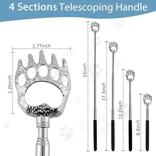 3Pcs Bear Claw Back Scratcher Extendable, Metal Portable Telescopic