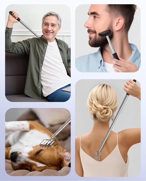 Telescoping Back Scratcher with 5Pcs Detachable Heads,Fathers Day Dad Gifts from