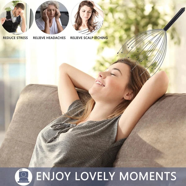 20 Fingers Head Massager Scalp Scratcher with Extendable aBack Scratcher