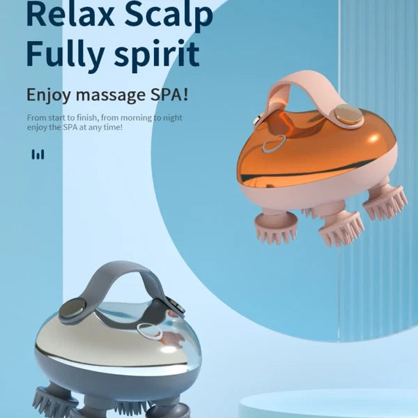 Scalp Massager Electric Waterproof Handheld, 3 Speeds, 8 Claws, Purple