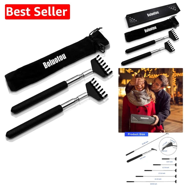Stainless Steel Portable Back Scratcher with Elegant Gift Packaging - 2 Pack