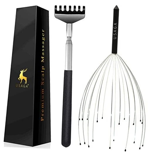 20 Fingers Head Massager Scalp Massager Head Scratcher Extendable Back Black