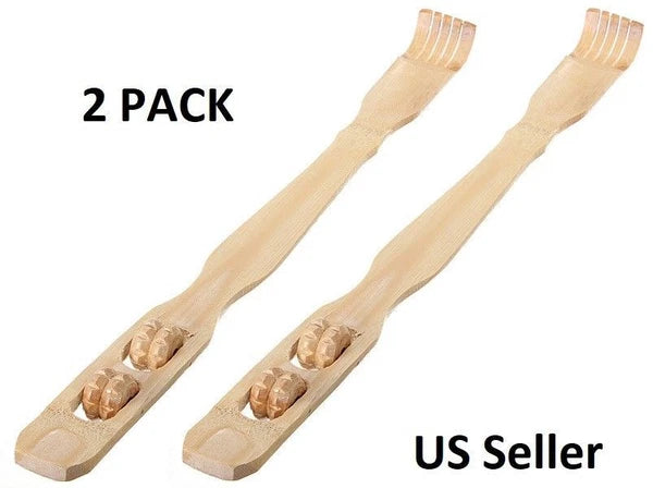 2-Pack  BAMBOO BACK SCRATCHER - 2 MASSAGING ROLLERS