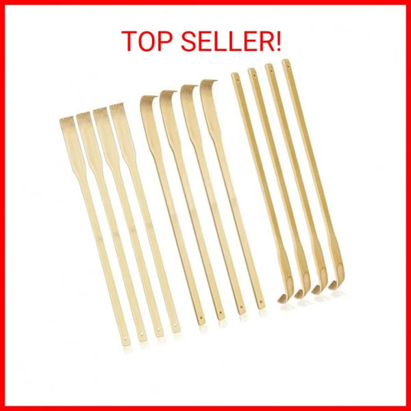 12 PCS Natural Bamboo Back Scratcher Traditional Wooden Back Scratcher,Long Back
