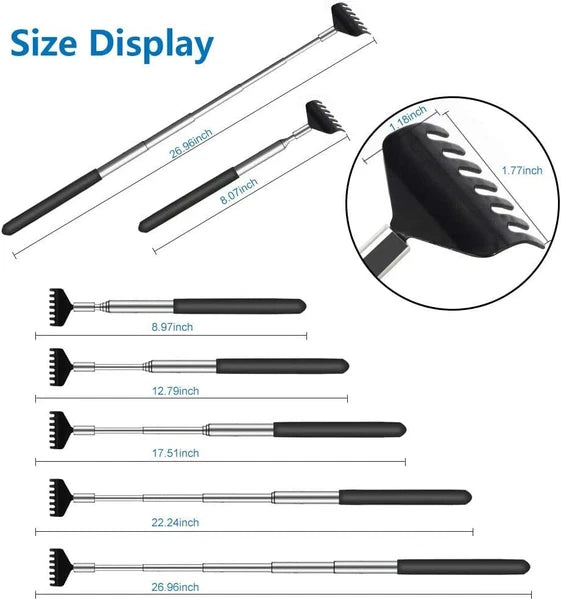 3 Pack Extendable Telescoping Back Scratcher with Rubber Handles