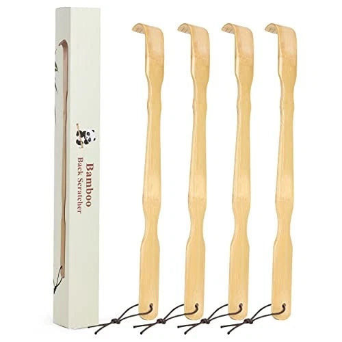 Wooden Bamboo Back Scratcher, 17 Inch Long Handle Back Scratchers for 4 Pack