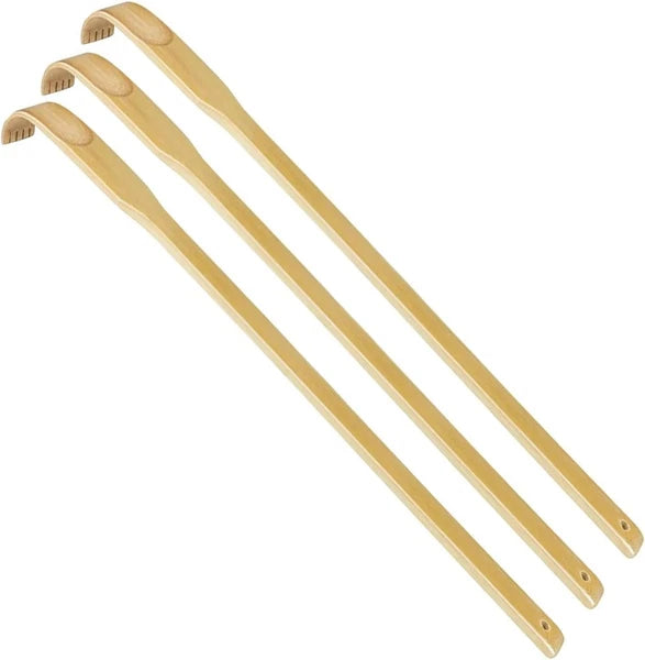 3pcs Wooden Back Scratcher Long Handle for Hard to Reach Self Pick Itch Relief