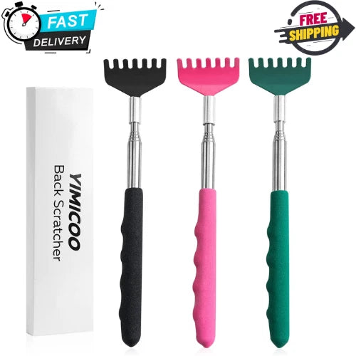 3 Pack Extendable Back Scratcher, Stainless Steel Portable Telescoping Back S...