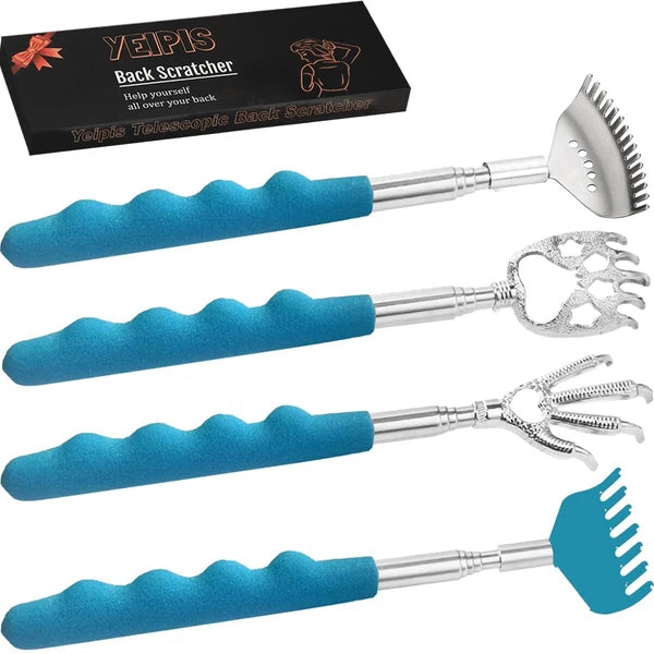 4 Pack Different Back Scratcher Metal Back Massager Set Extendable Portable T...