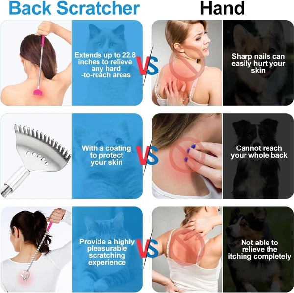 Extendable Back Scratcher Set – 3 Unique Designs for Ultimate Comfort in Pink