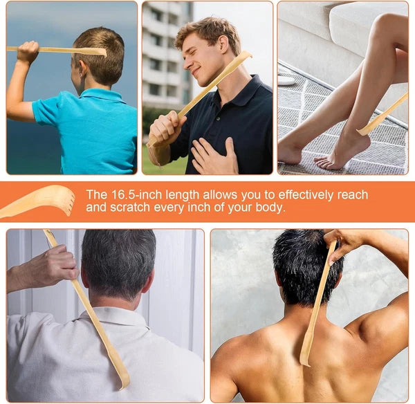3 Pack Wooden Bamboo Back Scratcher for Men Women Adults, Funny Small Gifts for