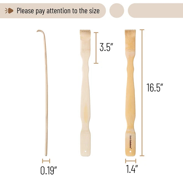 2Pcs Wooden Bamboo Back Scratcher Long Handle Itch Relief Finger-Like Scratchers