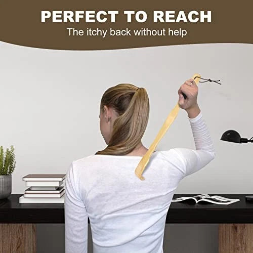 Wooden Bamboo Back Scratcher, 17 Inch Long Handle Back Scratchers for 4 Pack