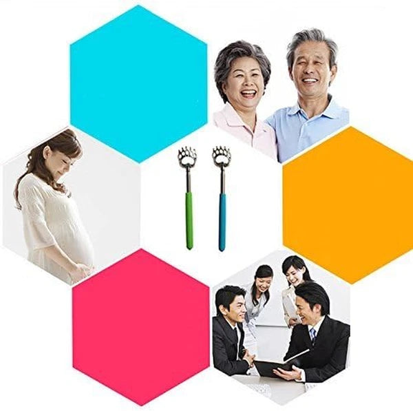 Telescoping Back Scratcher, 4-Pack, Portable Extendable Metal Bear Claws