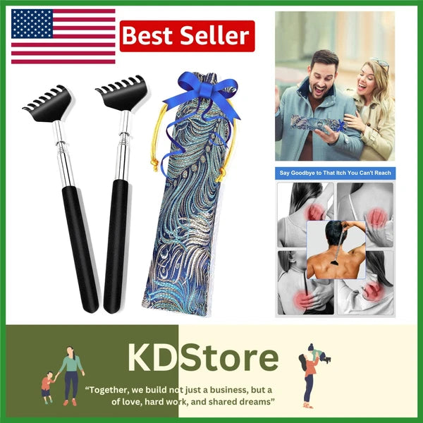 Portable Extendable Back Scratcher 2 Pack - Stainless Steel, Telescoping, Eas...