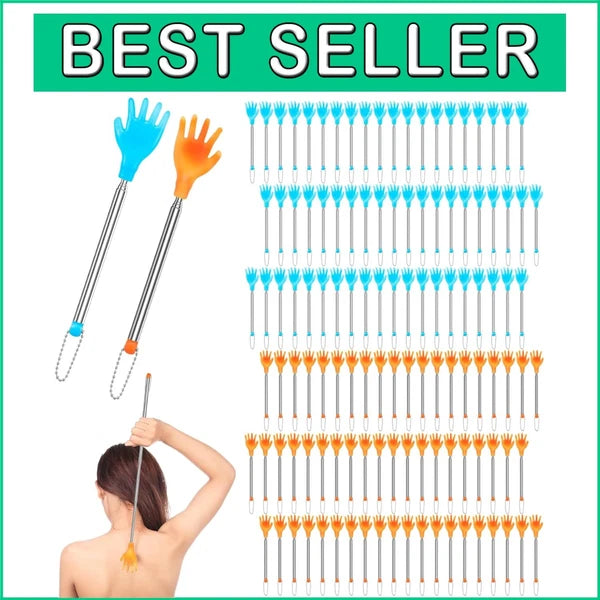 100 Pcs Extendable Back Scratcher Set - Telescopic Massage Tool in Yellow & Blue