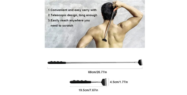 Back Scratcher Extendable Portable Massager Rubber Handles Black Durable 3 Pack