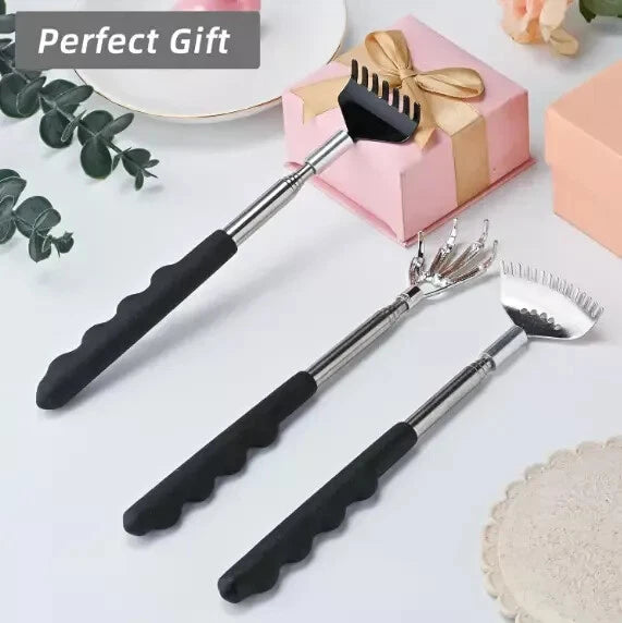 3 Pack Back Scratcher Metal Portable Telescoping Back Scratchers with Rubber Han