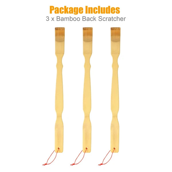 3pcs Long Handle Back Scratcher Natural Bamboo Pick Itch Relief Handcraft Tools