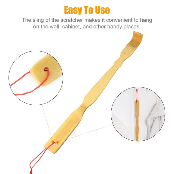 3pcs Long Handle Back Scratcher Natural Bamboo Pick Itch Relief Handcraft Tools