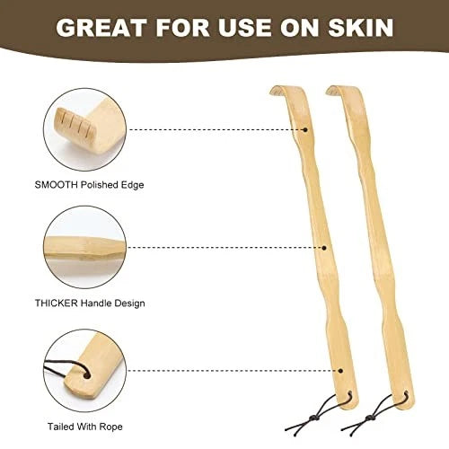 Wooden Bamboo Back Scratcher, 17 Inch Long Handle Back Scratchers for 4 Pack