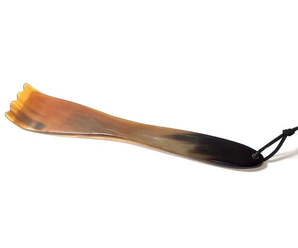 8.6" Portable Back Scratcher Handcarved from Natural Buffalo Horn