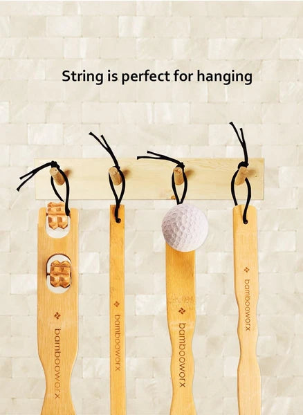 Traditional Bamboo Wooden Back Scratcher - 4 Piece Set, 17.5" Long Handle