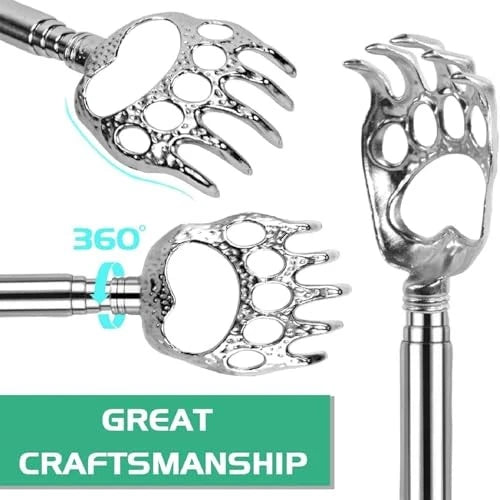3Pcs Bear Claw Back Scratcher Extendable, Metal Portable Telescopic