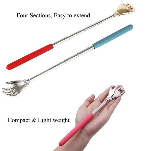 Telescopic Back Scratcher Extendable Handle Portable Stainless Steel Hand Mas...