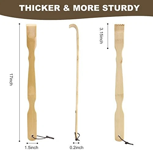 Wooden Bamboo Back Scratcher, 17 Inch Long Handle Back Scratchers for 4 Pack