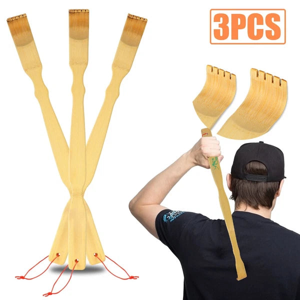 3pcs Long Handle Back Scratcher Natural Bamboo Pick Itch Relief Handcraft Tools